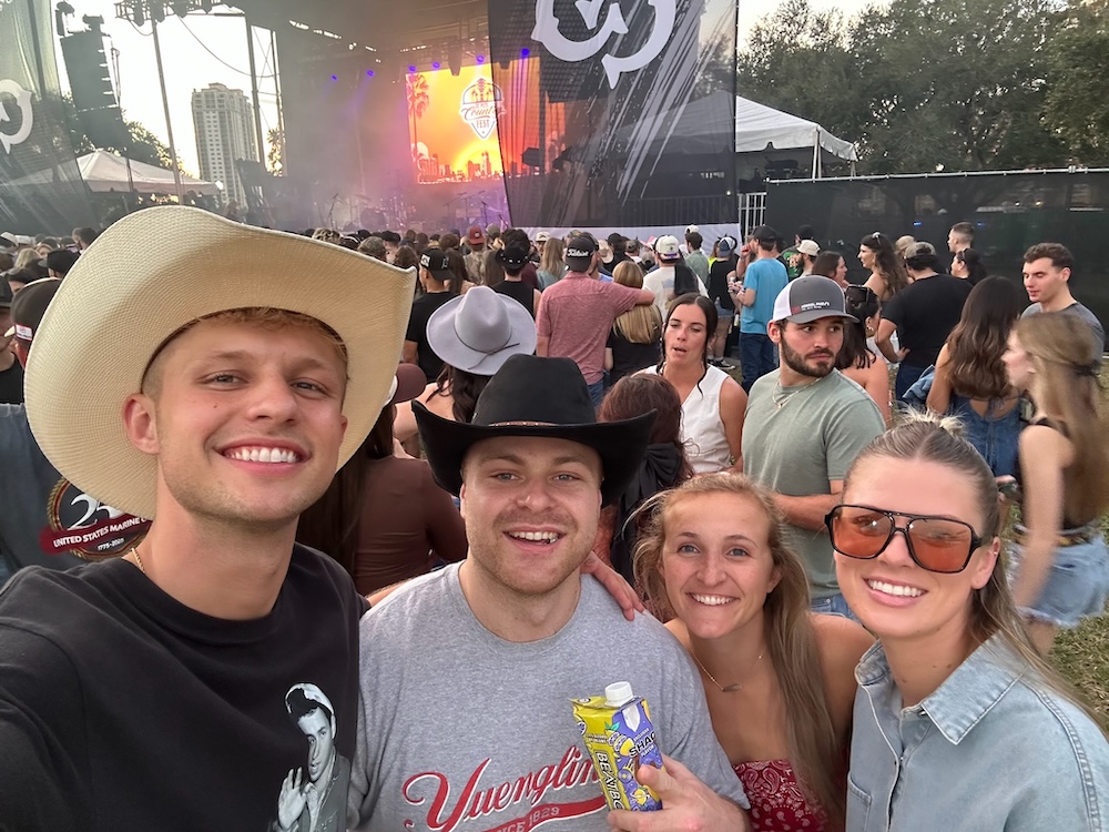 Wyatt Bensman with friends at a country music festival in Tampa