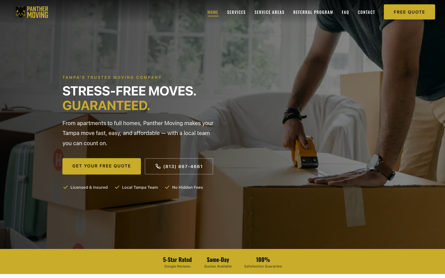 Panther Moving website